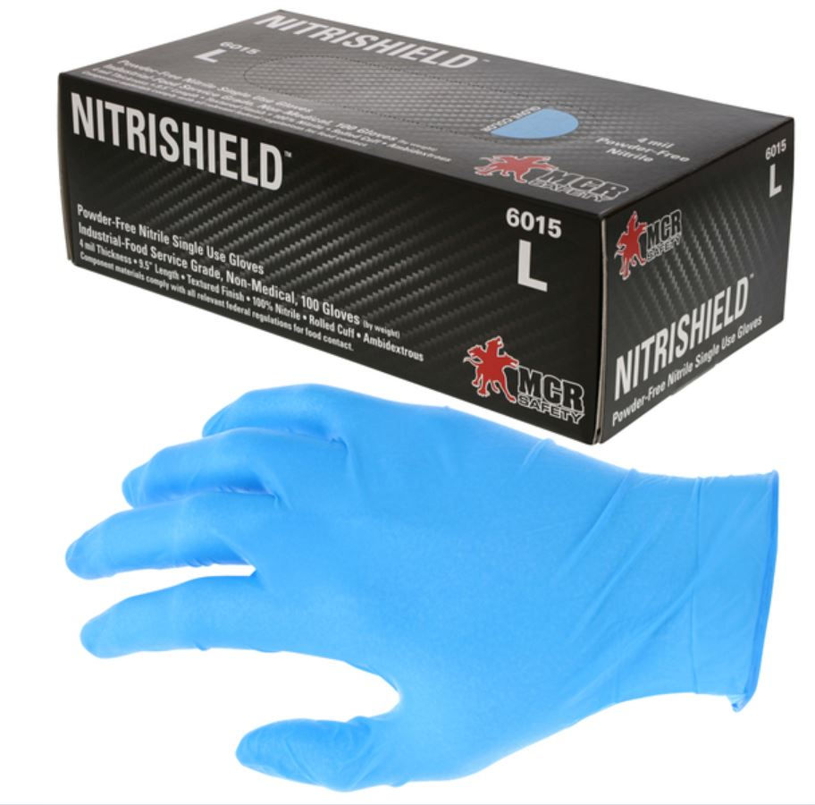 MCR NitriShield 4 mil Disposable Powder Free Nitrile Glove; 6015