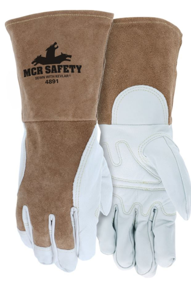 MCR Premium Top Grain Goatskin Palm Split Leather Back Welding Glove 4891