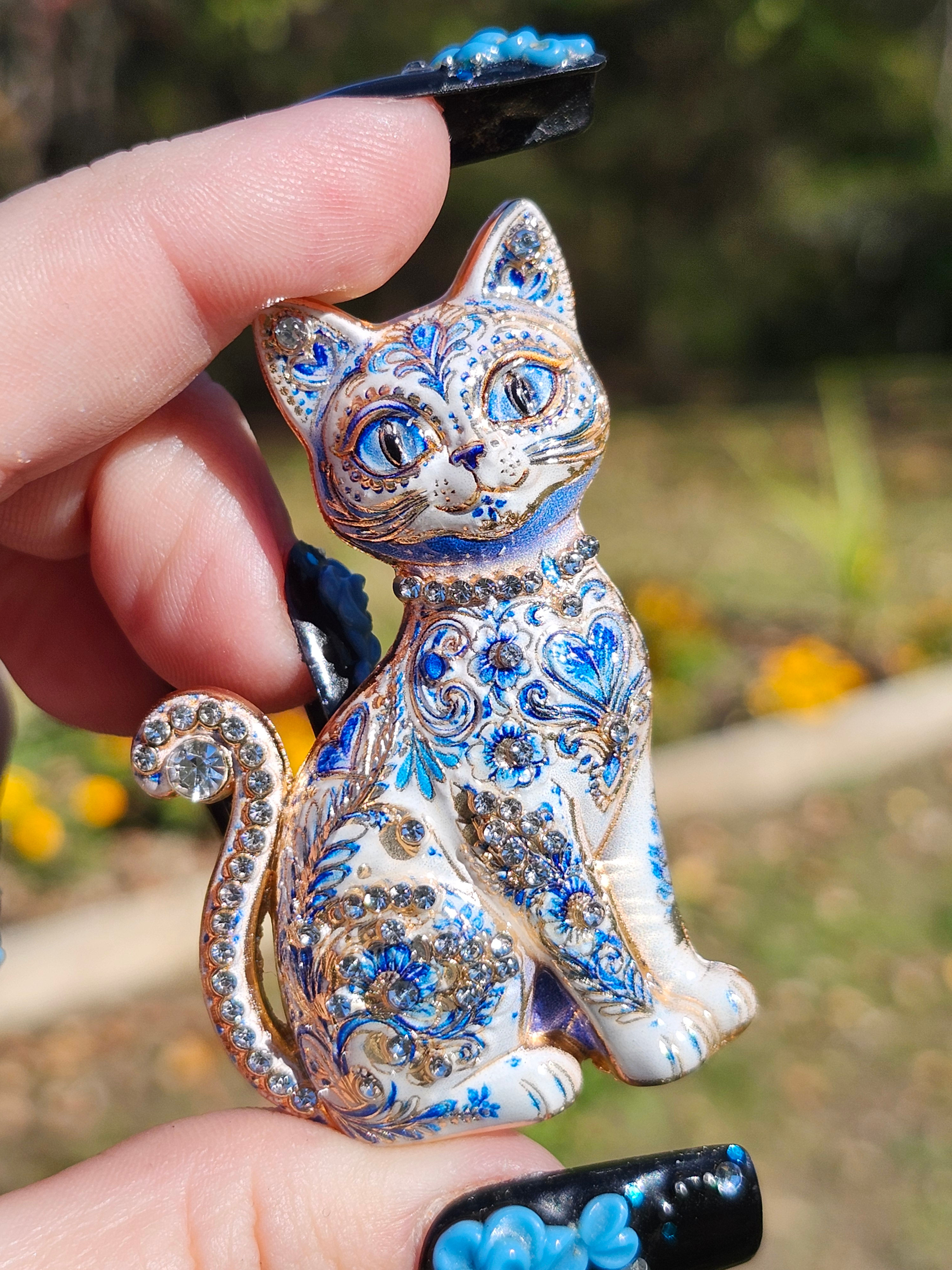 Tarot Pyramid Teacup Sugar Skull Cat | SpellFire