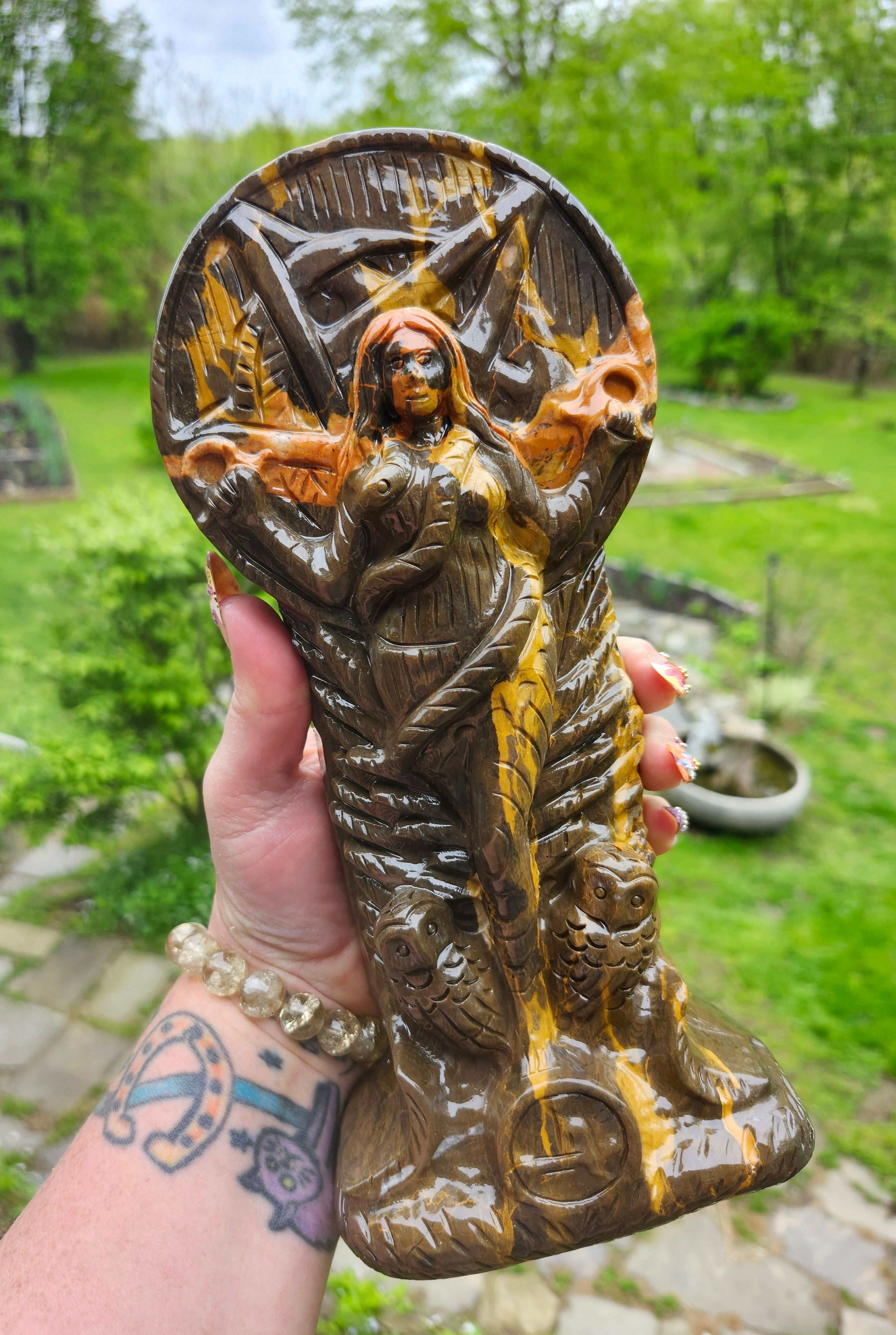 XXL Natural Jasper Lilith Goddess Statue