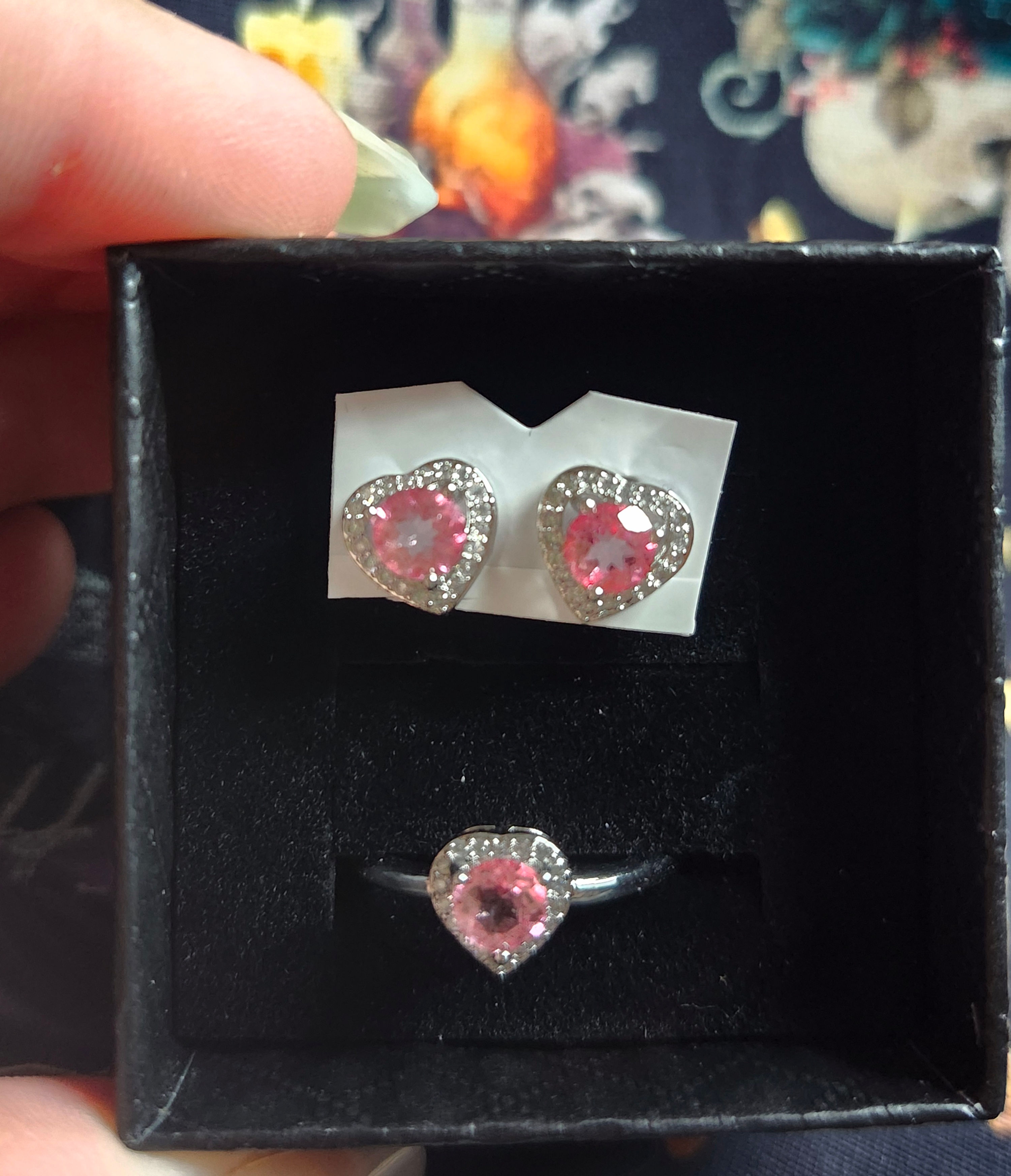 Pink Topaz Heart Jewelry Set