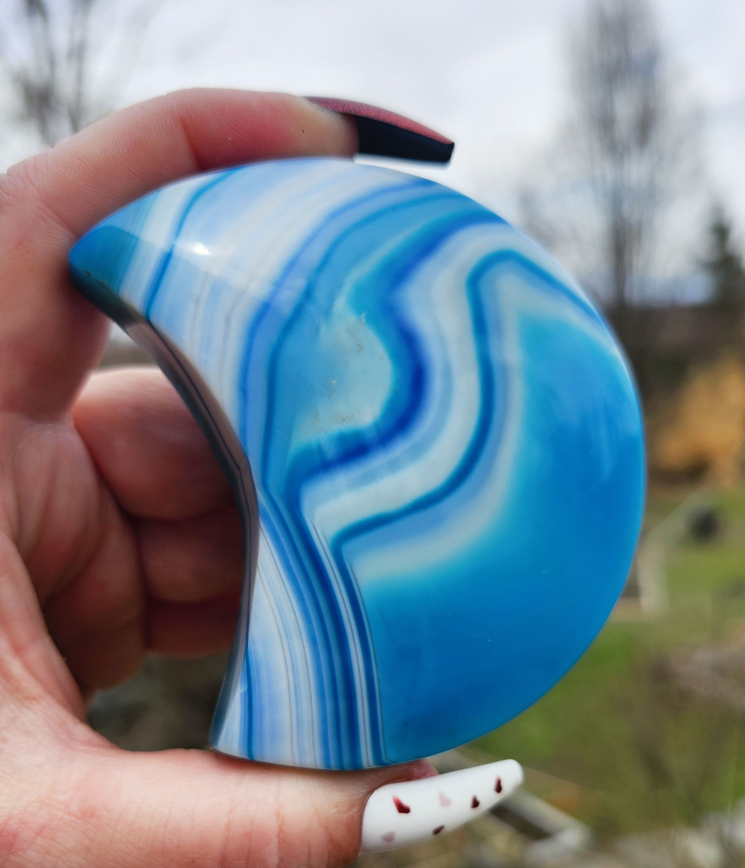 Blue Agate Chunky Moon