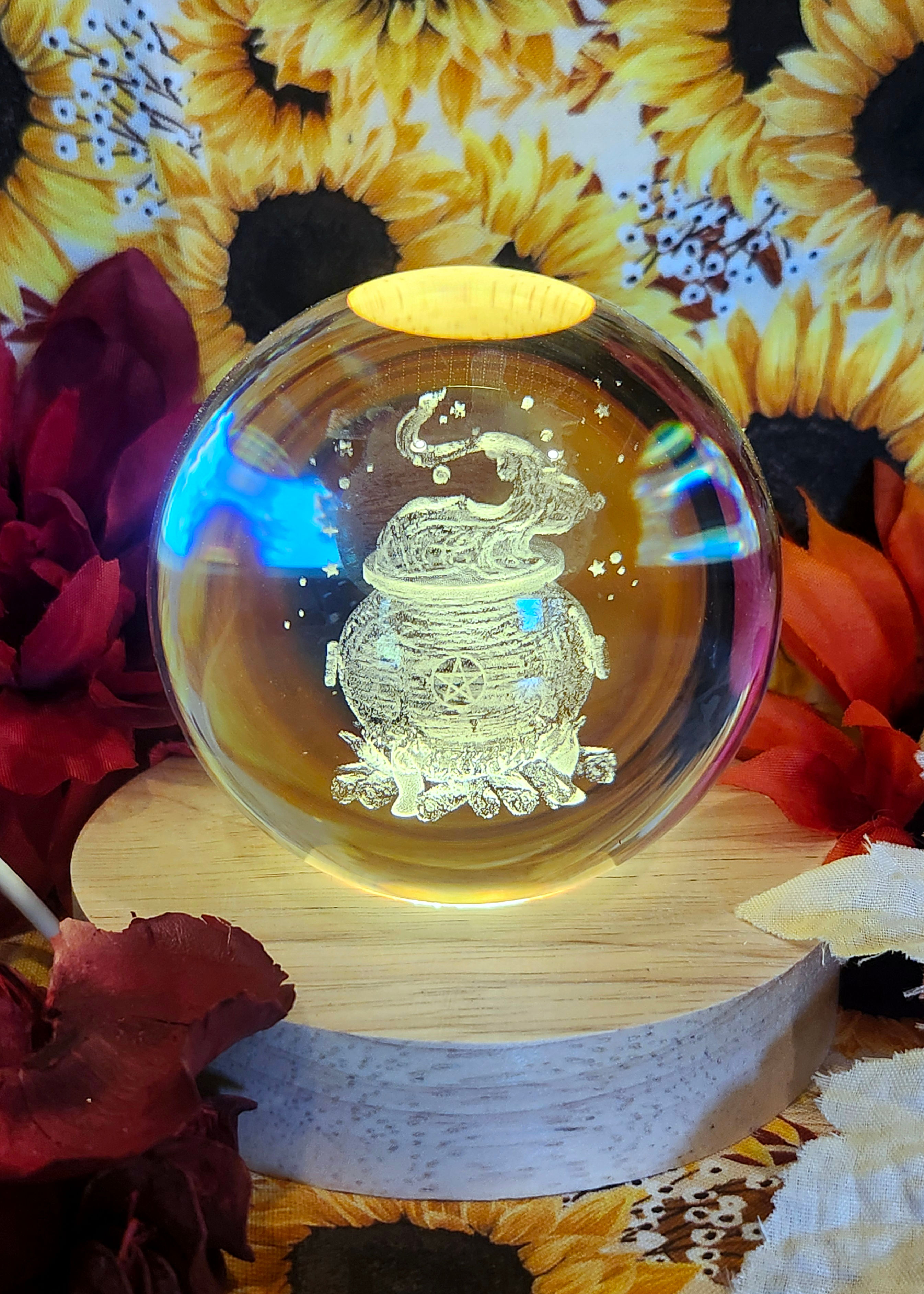 Cauldron in Sphere w/ Lighted Stand
