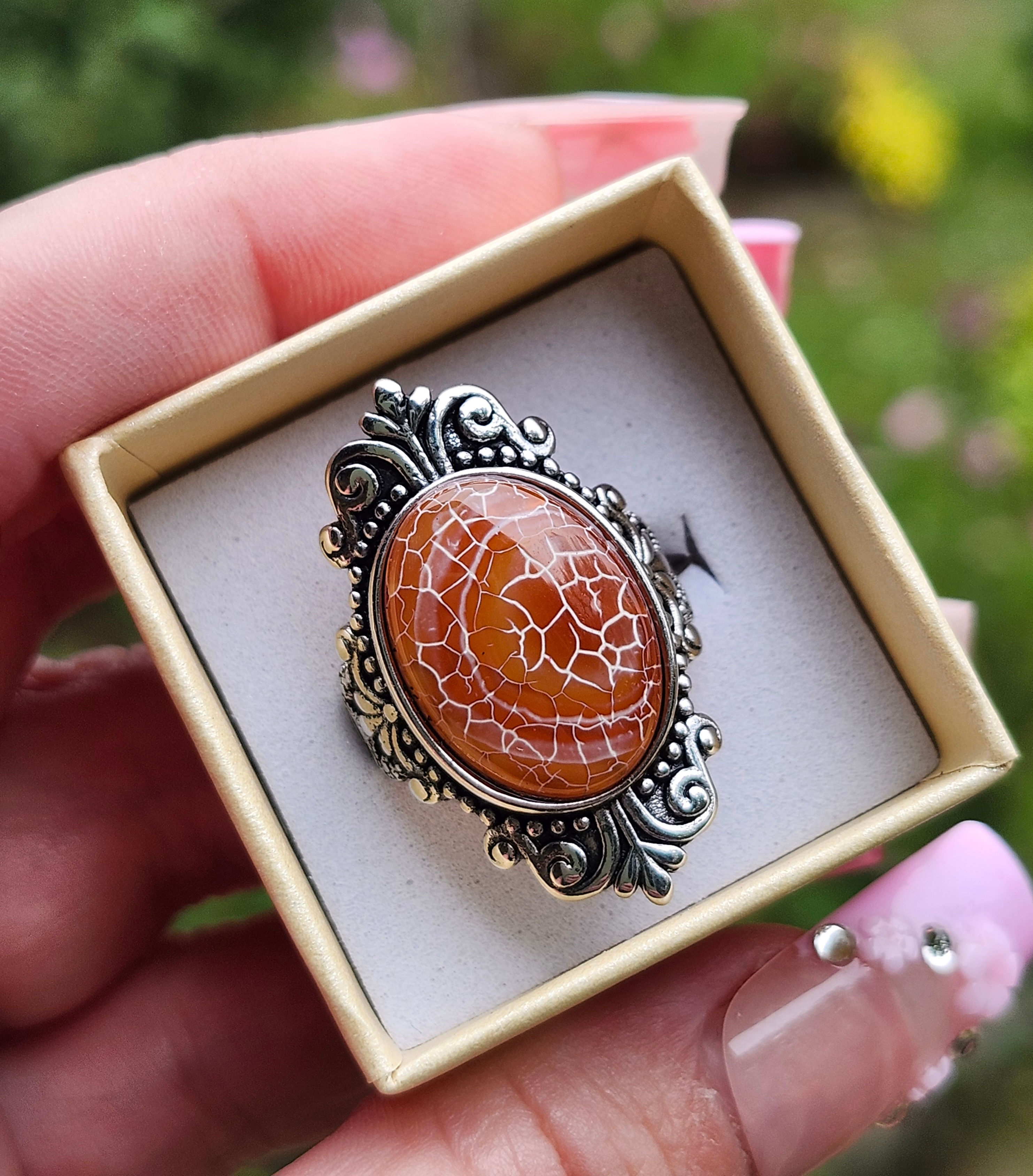 Etched Agate Ring