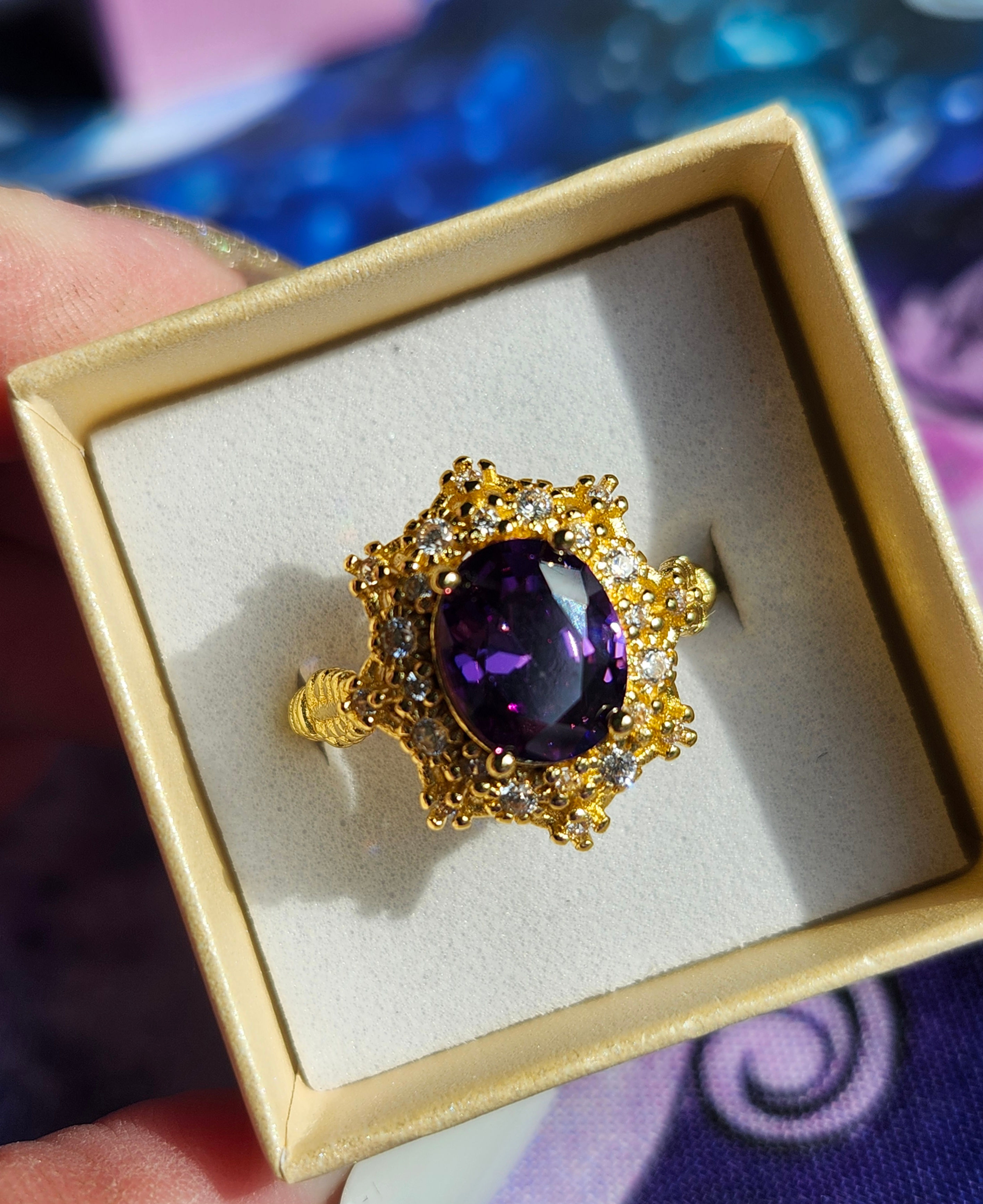 Deep Amethyst Gold Tone Ring