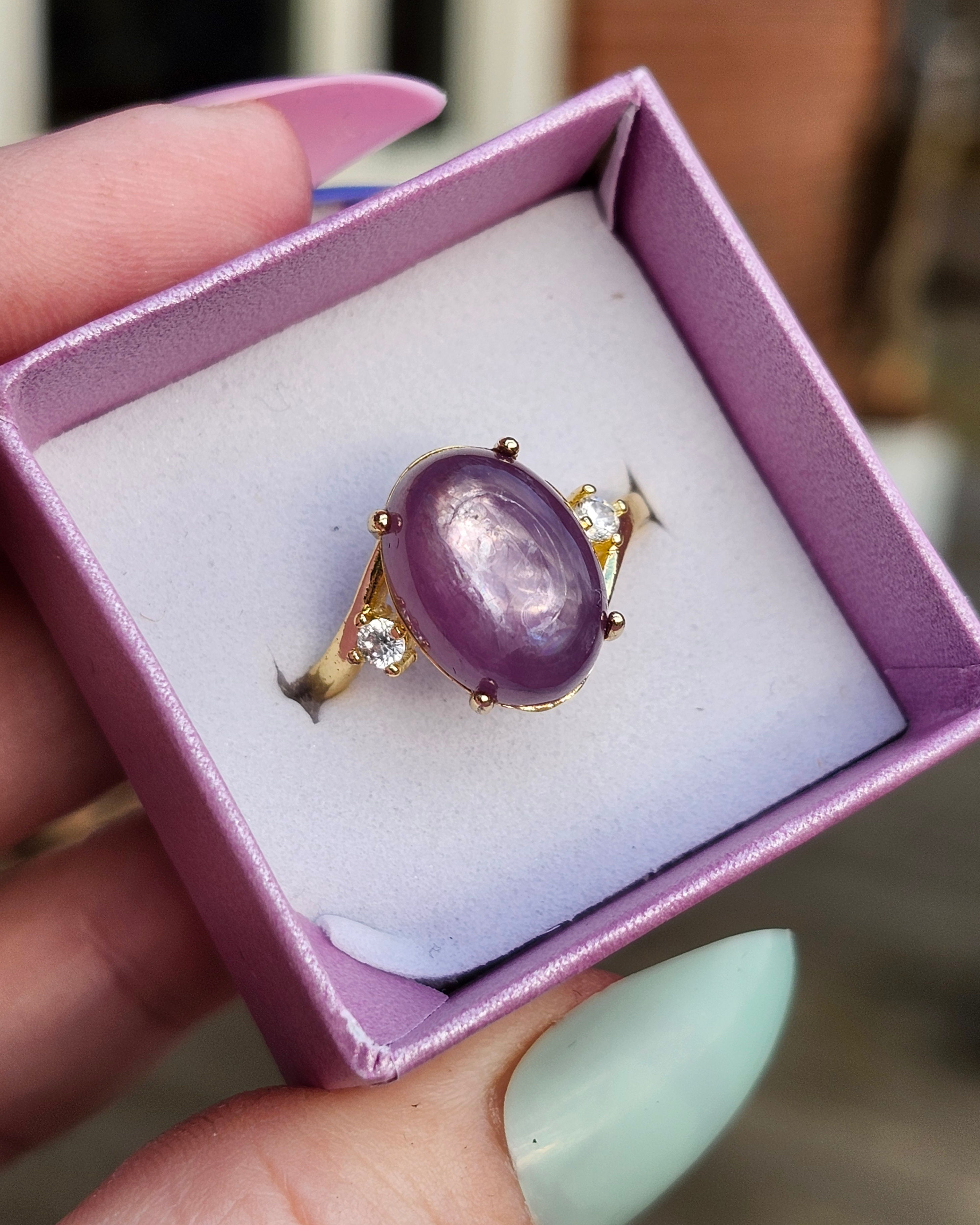 Purple Mica Gold Toned Ring