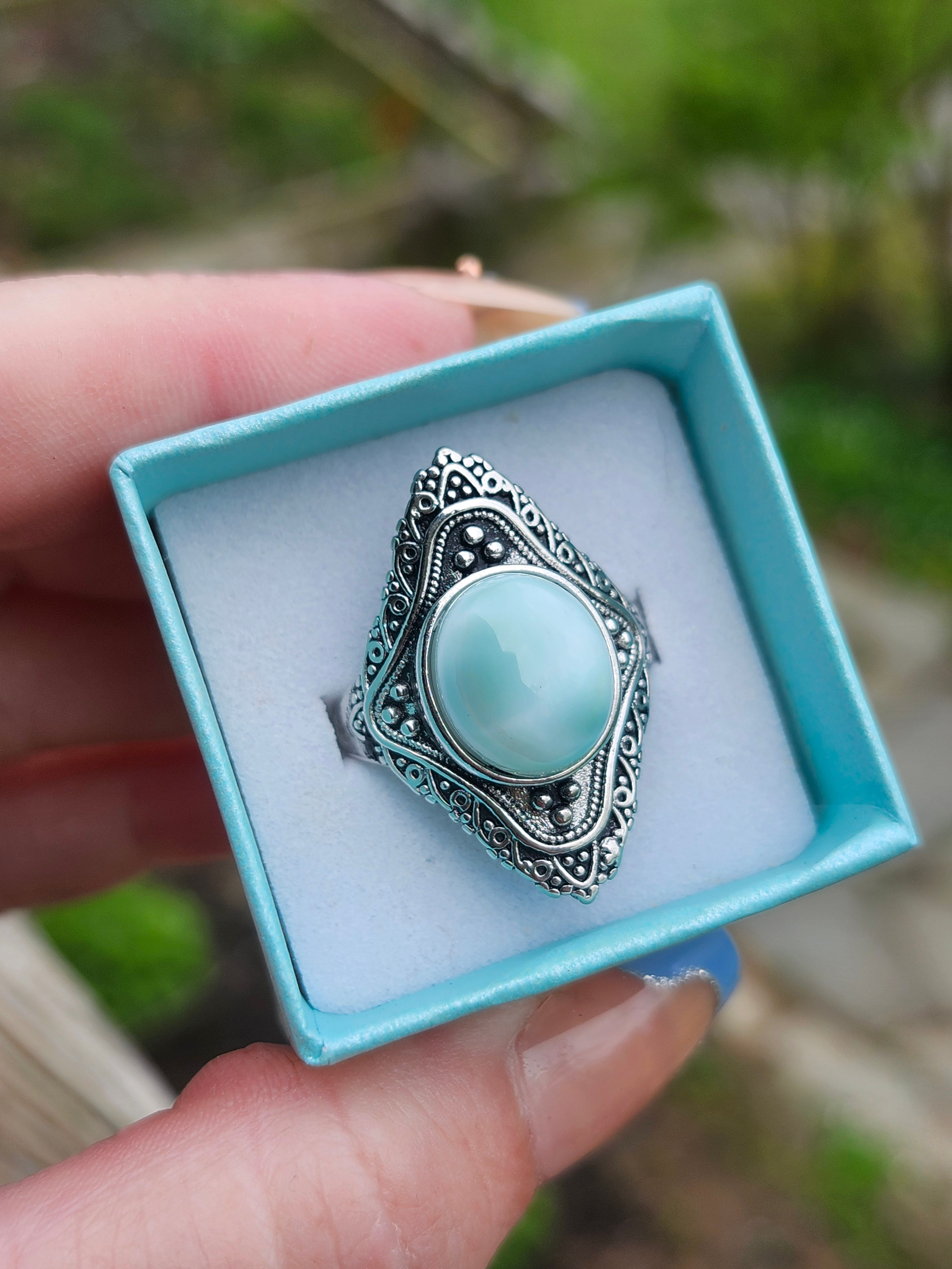 High Quality Larimar Vintage Style Ring