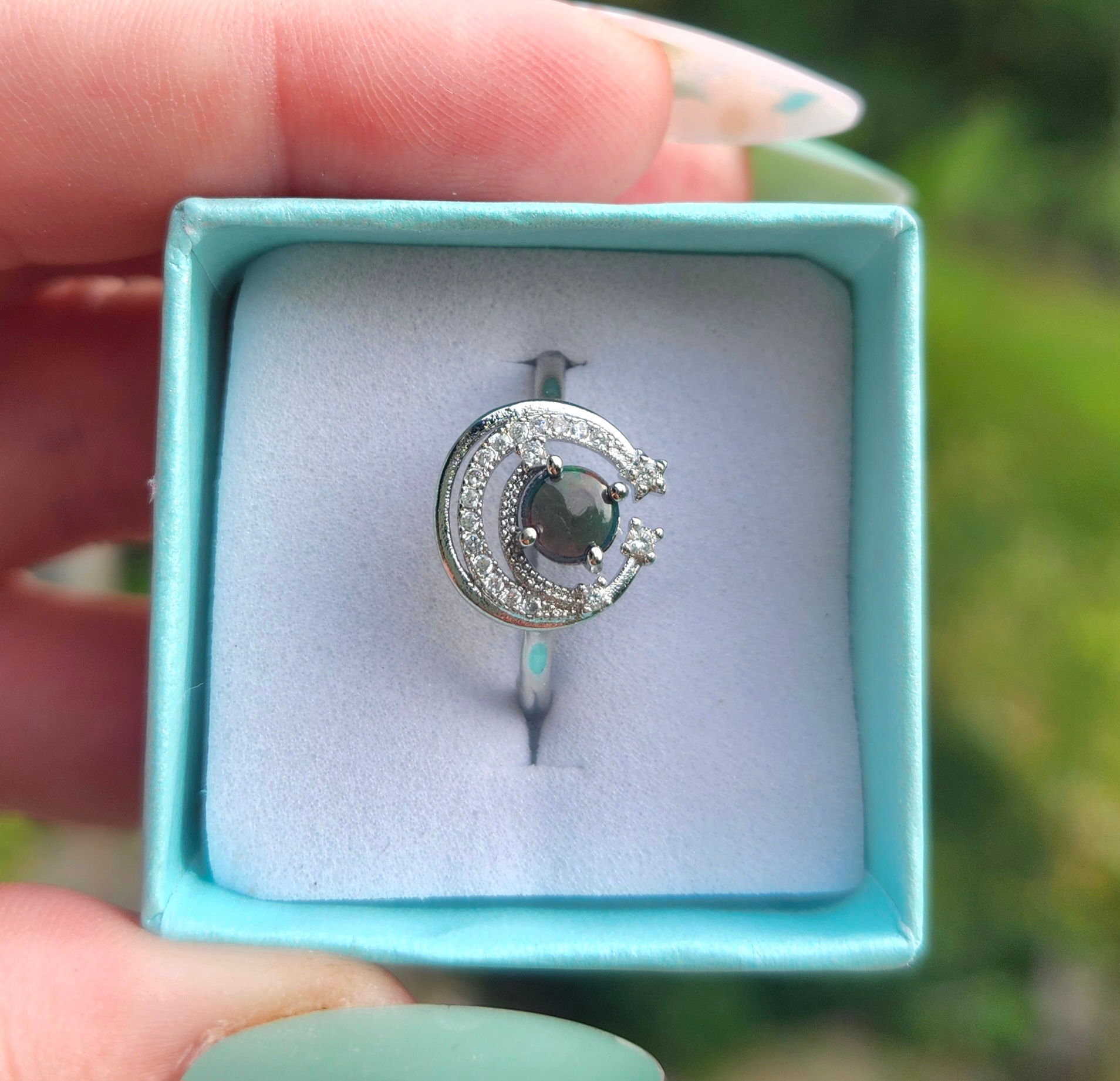 Labradorite Moon Ring