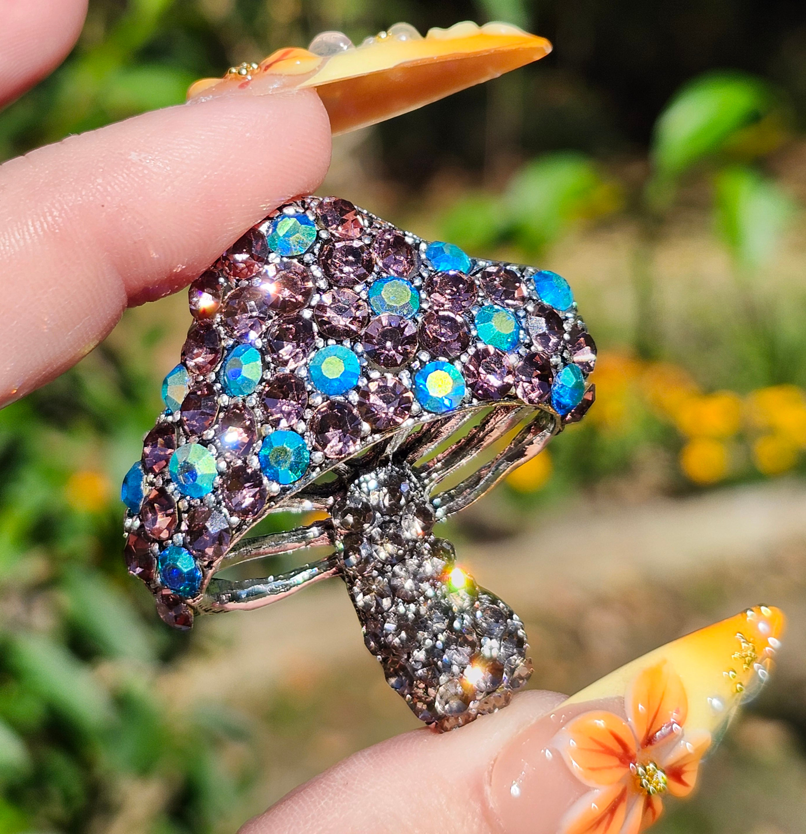 Pink/Blue Rhinestone Mushroom Pin