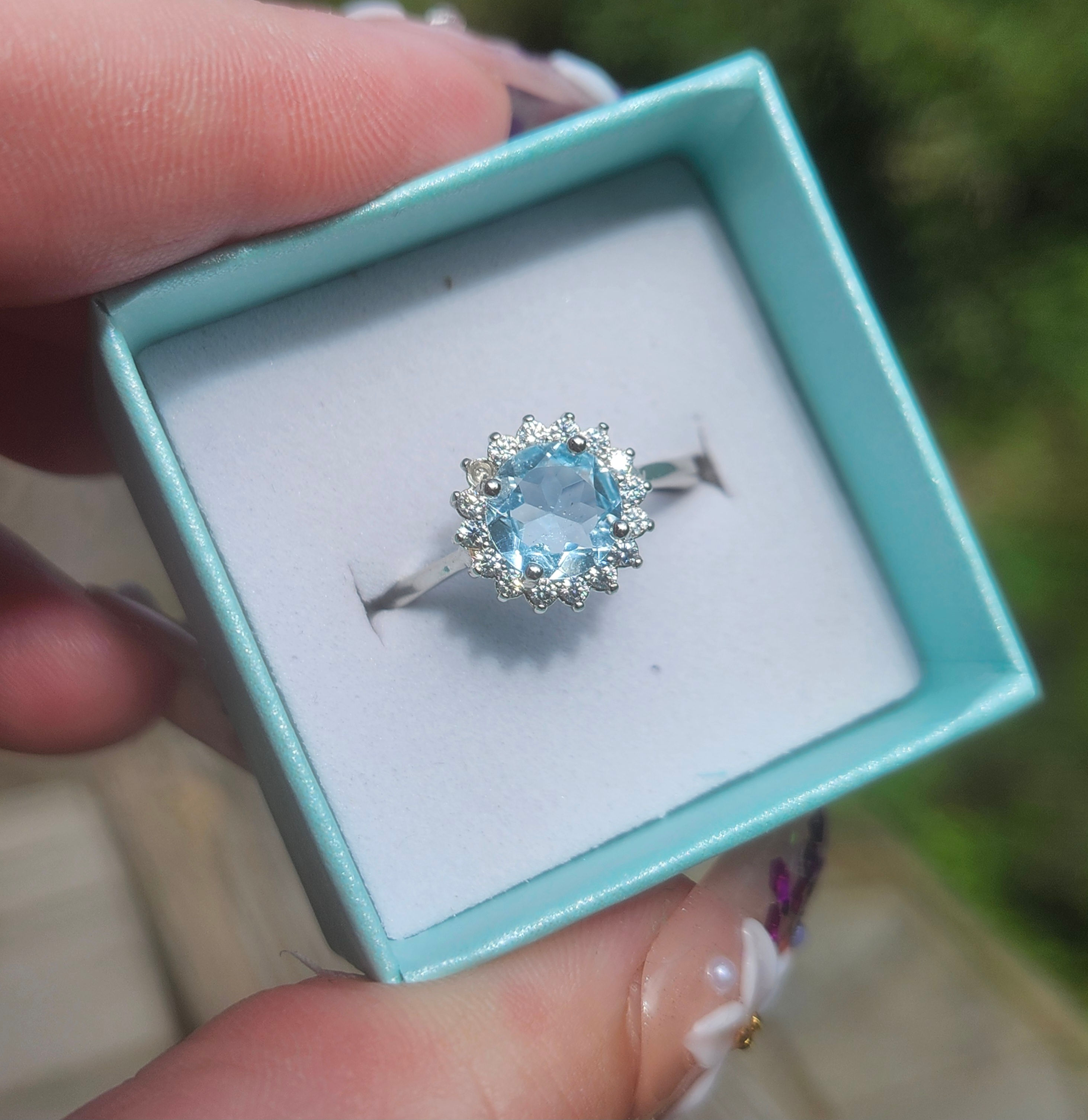 Beautiful Aquamarine Circle Ring