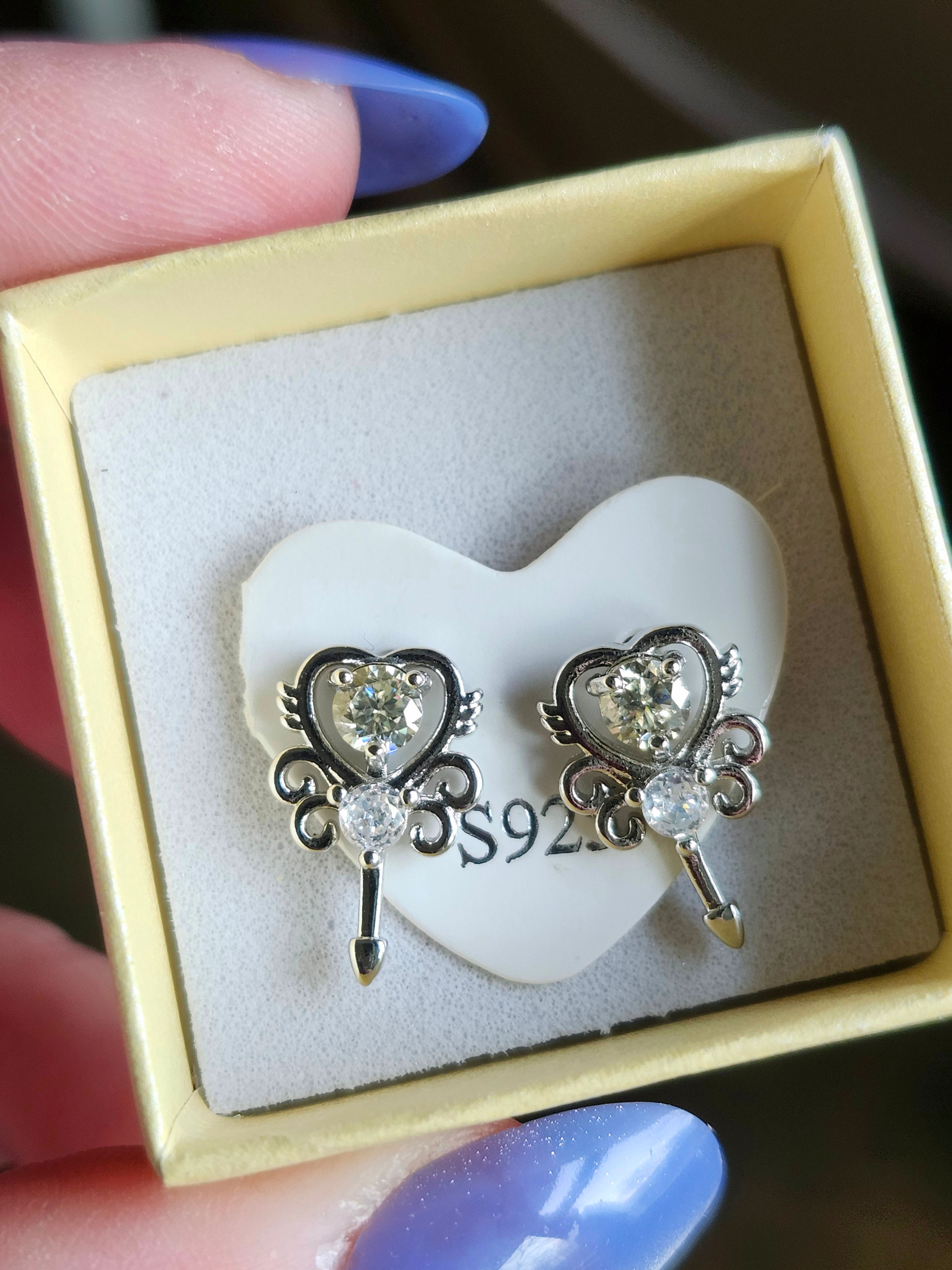 Citrine Heart Wand .925 Post Earrings 