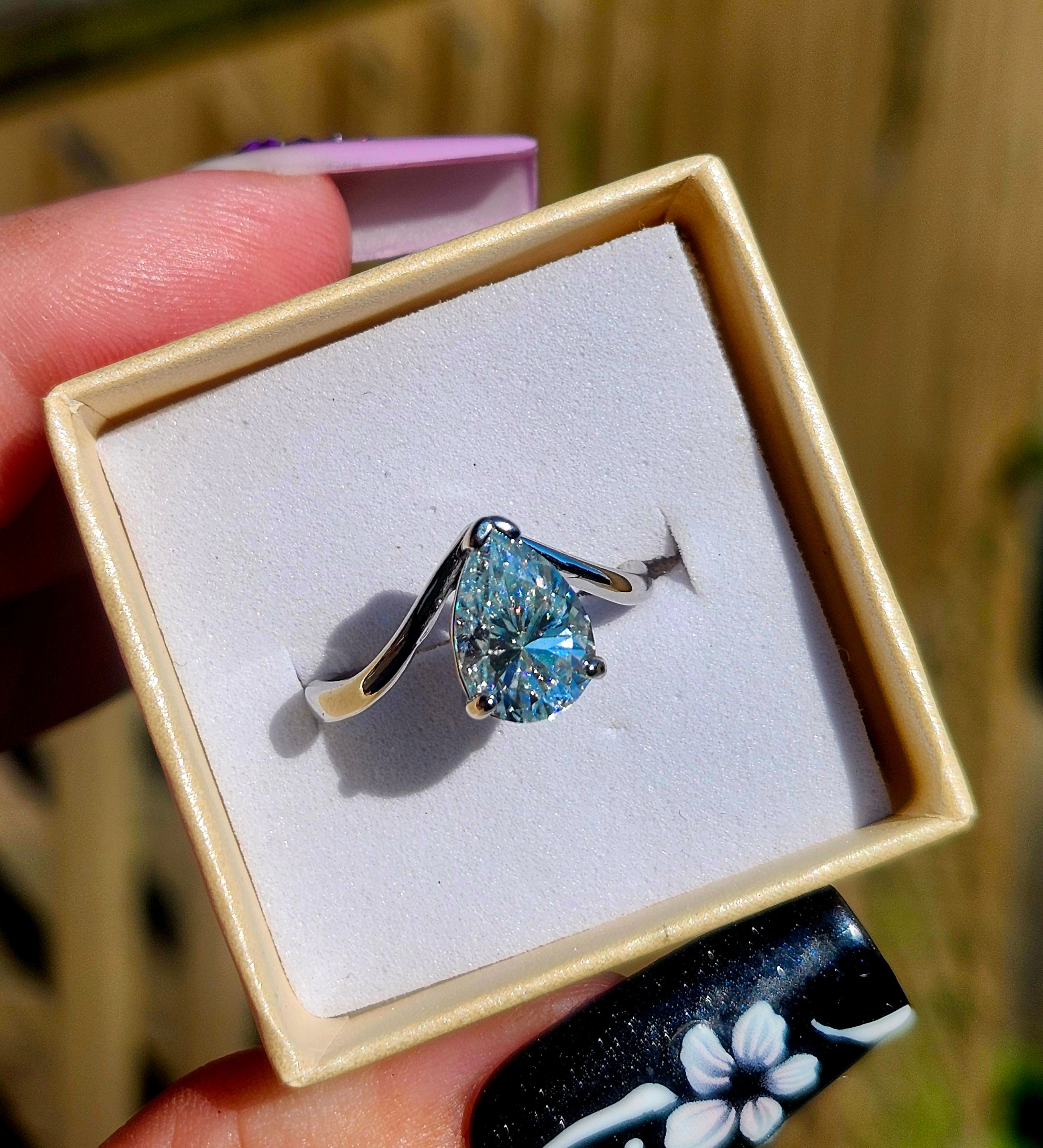 Stunning Green Moissanite Ring