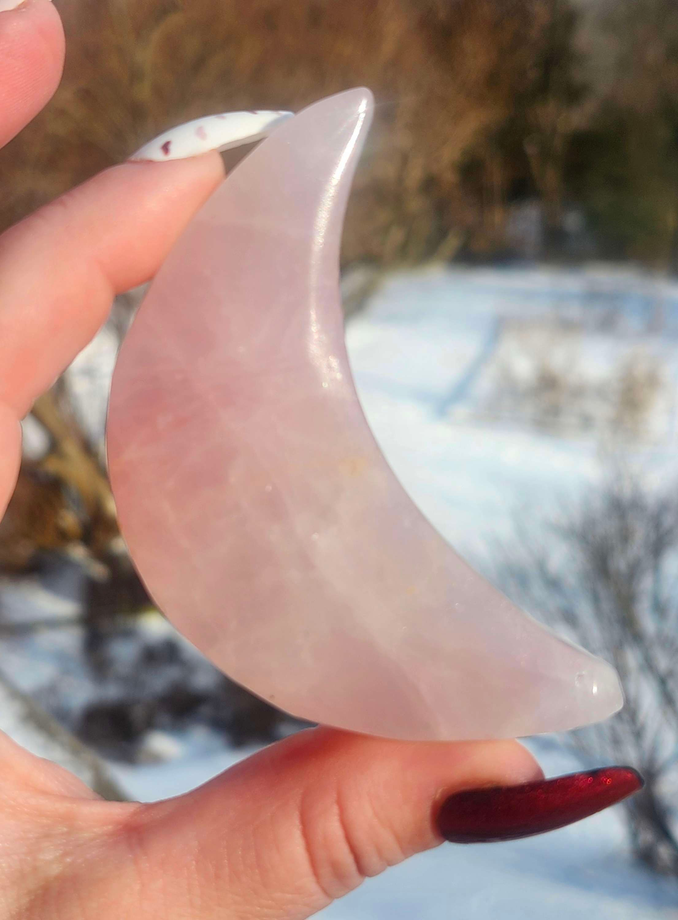 Rose Quartz Medium Moon