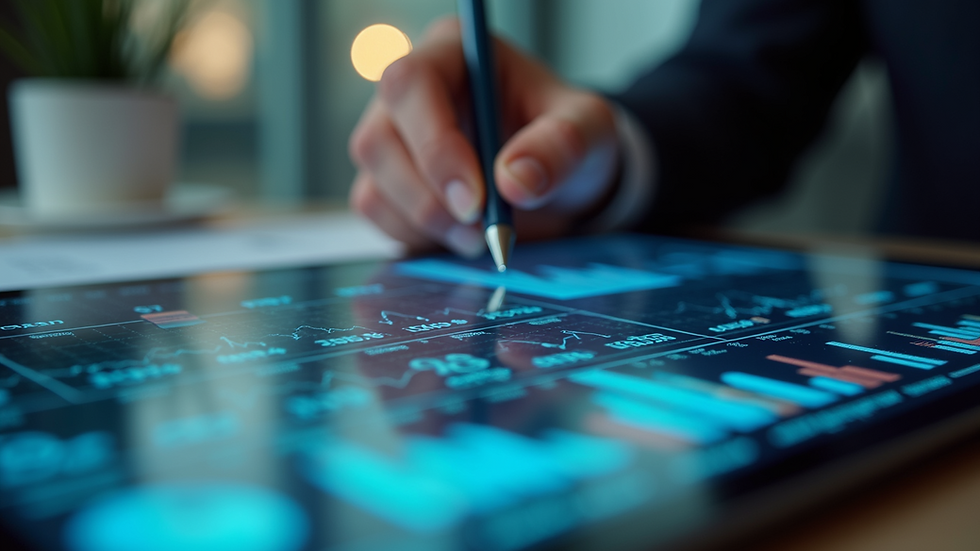Eye-level view of a person analyzing bond investment data on a digital device