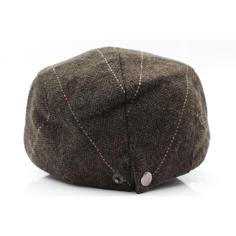 サムネイル： ハンチング帽子 ラインチェック ヘリボーンウール混キャップ  HC3