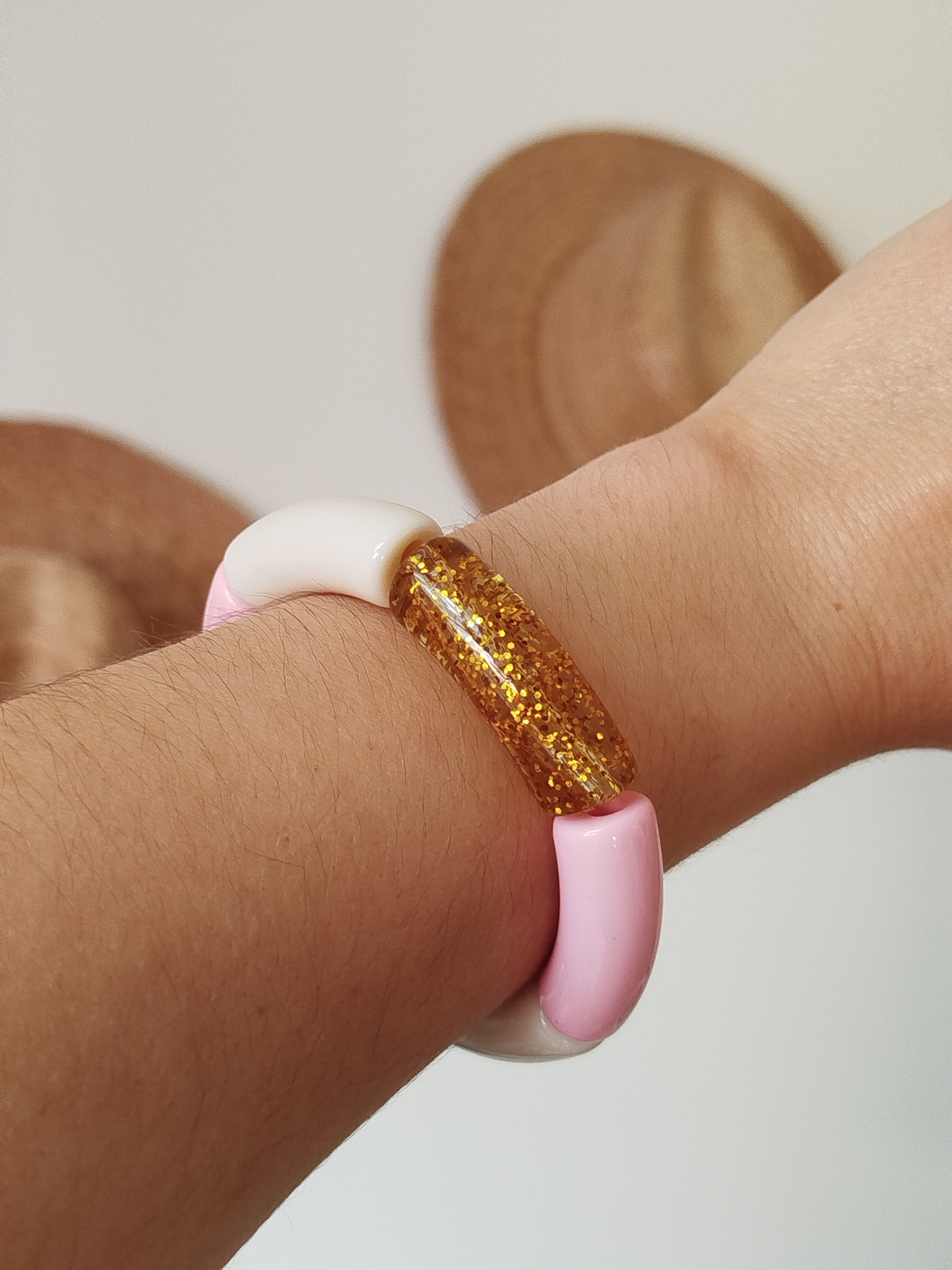 Bracelet tube rose glitter