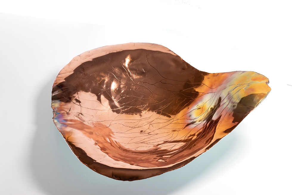 Thumbnail: Peitil – handmade copper bowl with polished interior and verdigris exterior, limited edition by Dal Furlo