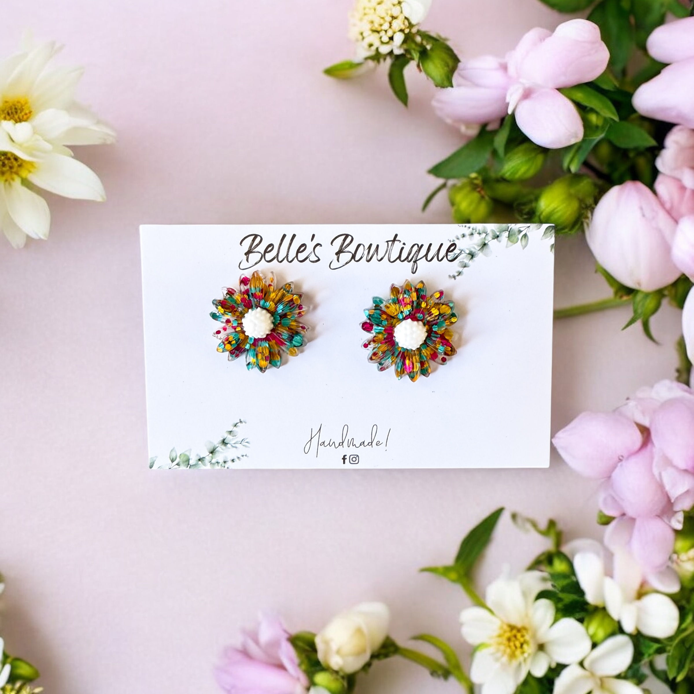 Party Sparkle Flower Earrings