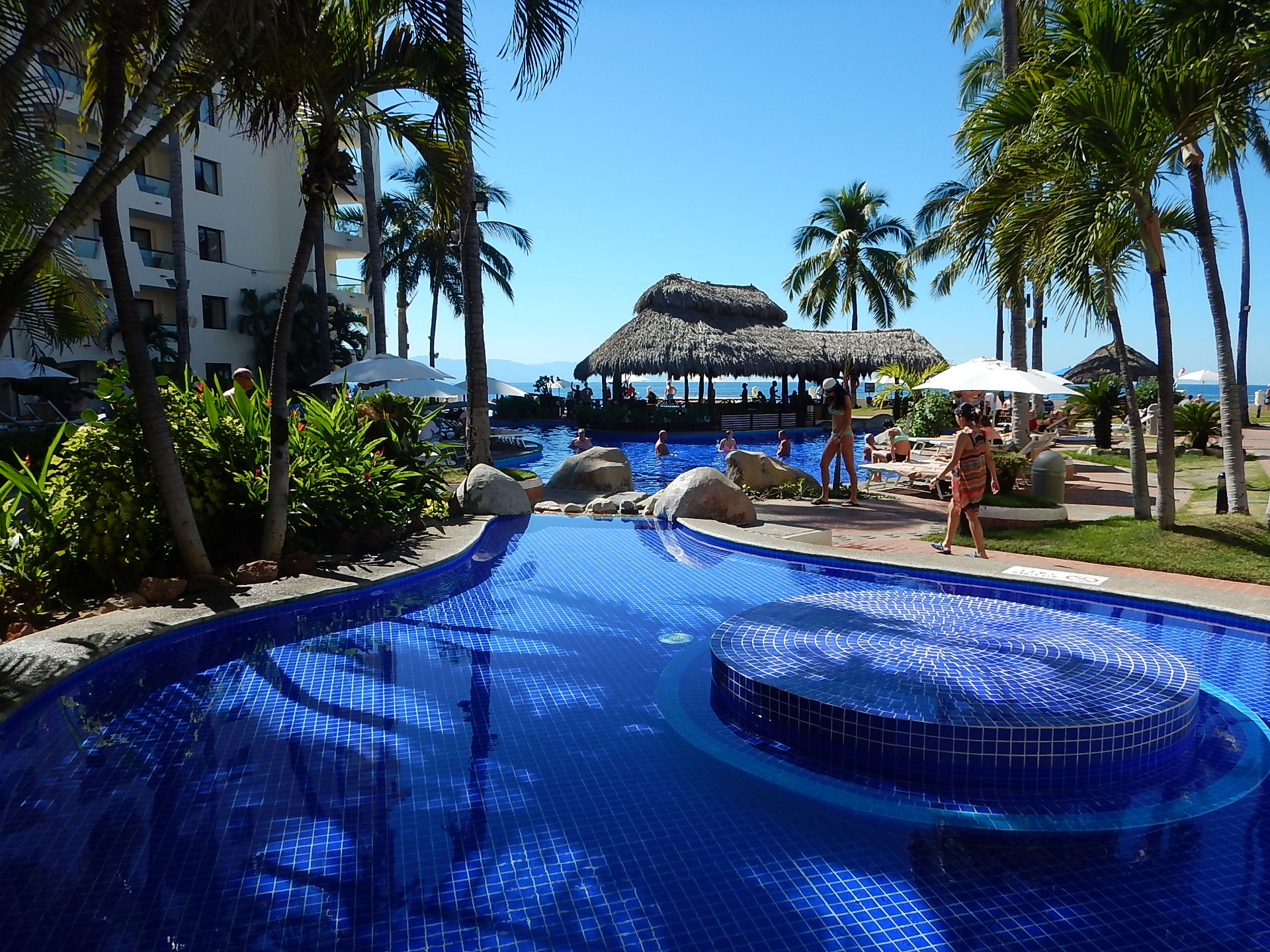 Overlooking the main pool area at Plaza Pelicanos in Puerto Vallarta.