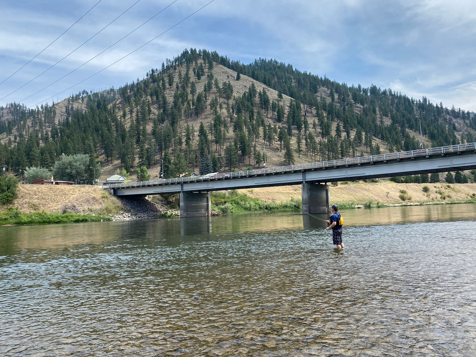 Fisherman standing in the Clark Fork River in Montana.