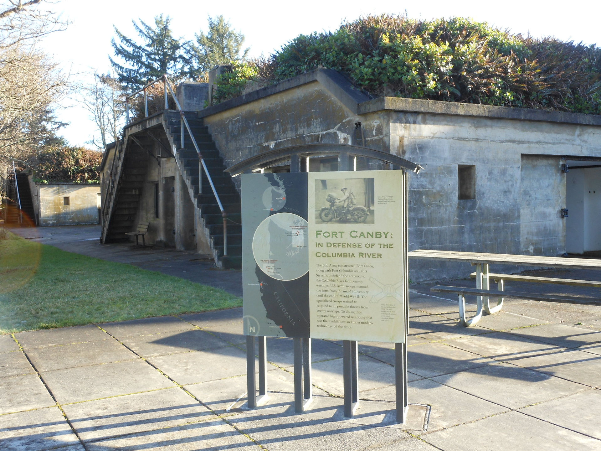 Historic concrete bunkers of Fort Canby