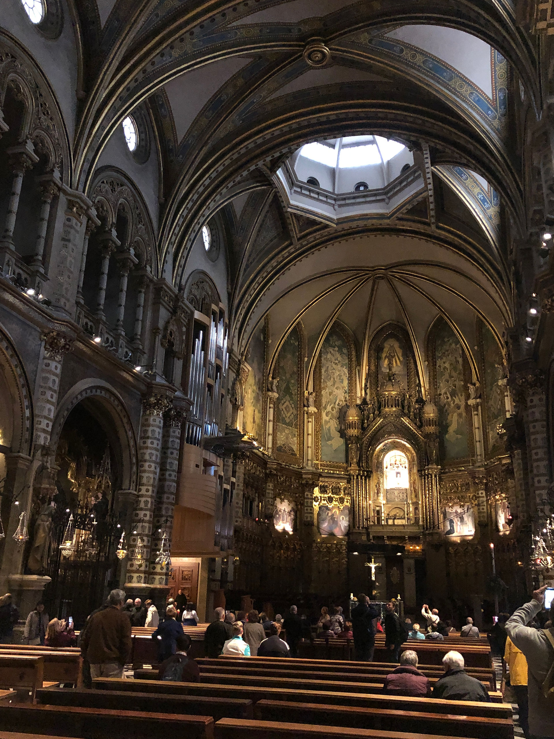 Inside the Basilica in Montserrat, Spain.