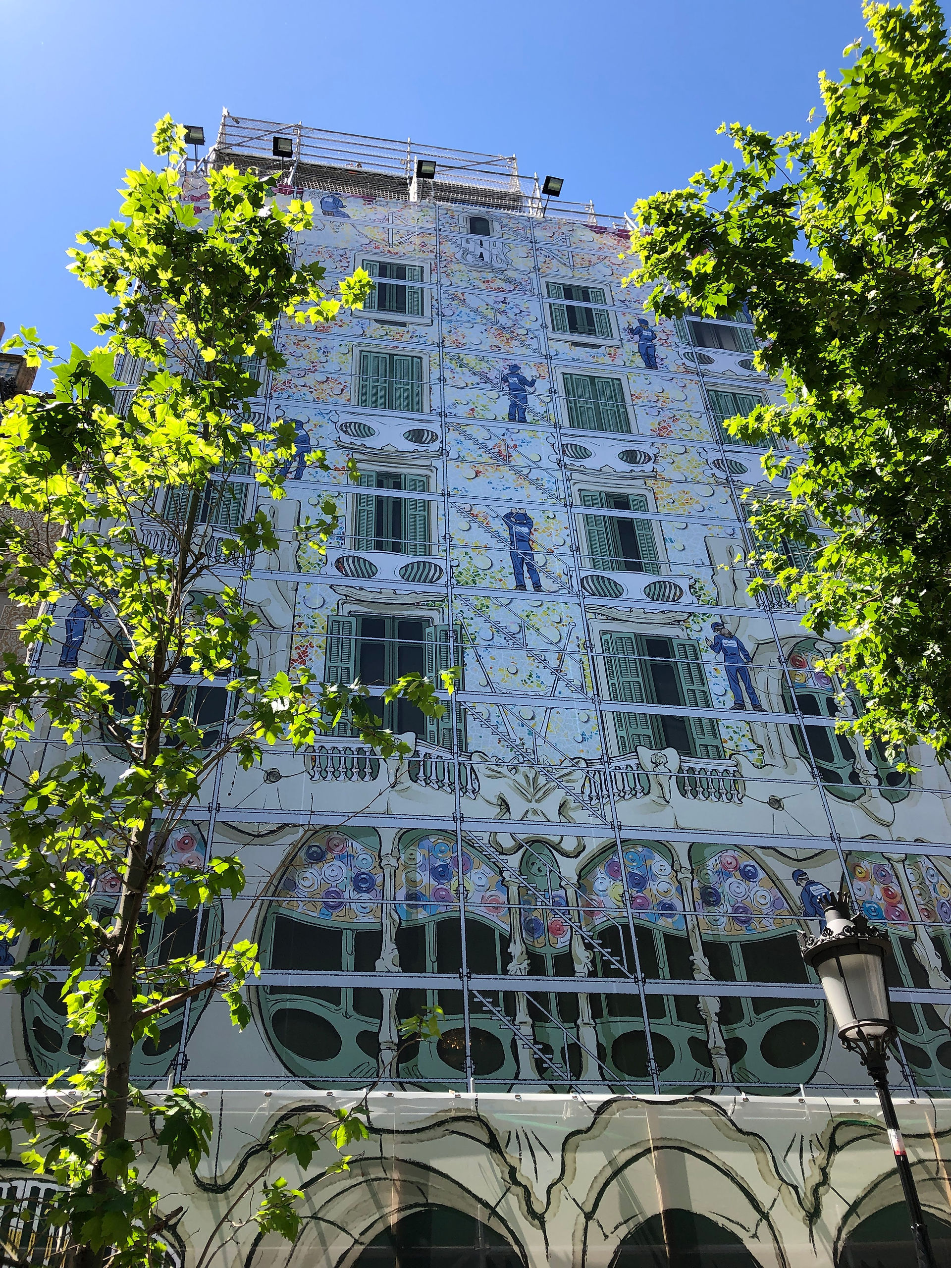 Casa Batllo exterior during maintenance. 