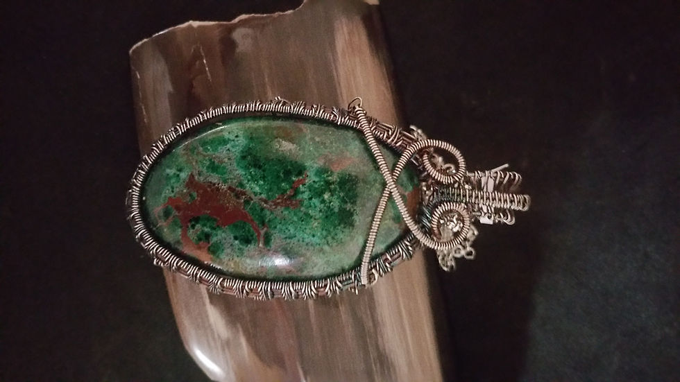 Thumbnail: Green Chrysocolla with Hematite in Sterling Silver