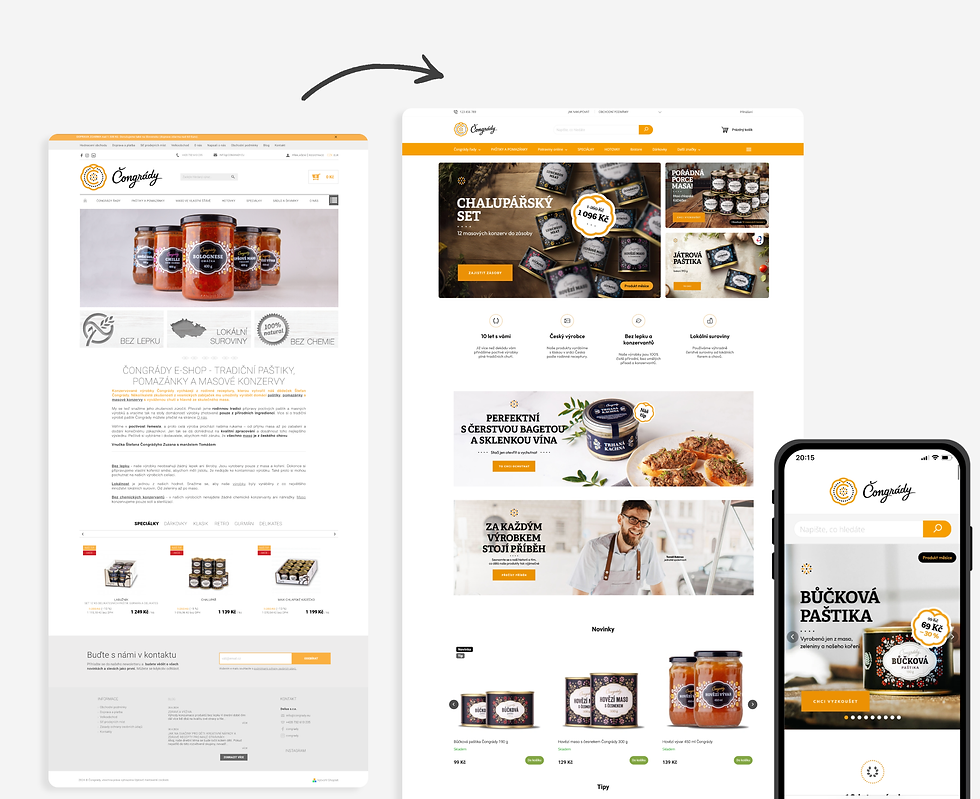 Redesign e-shopu Čongrády Před a Po