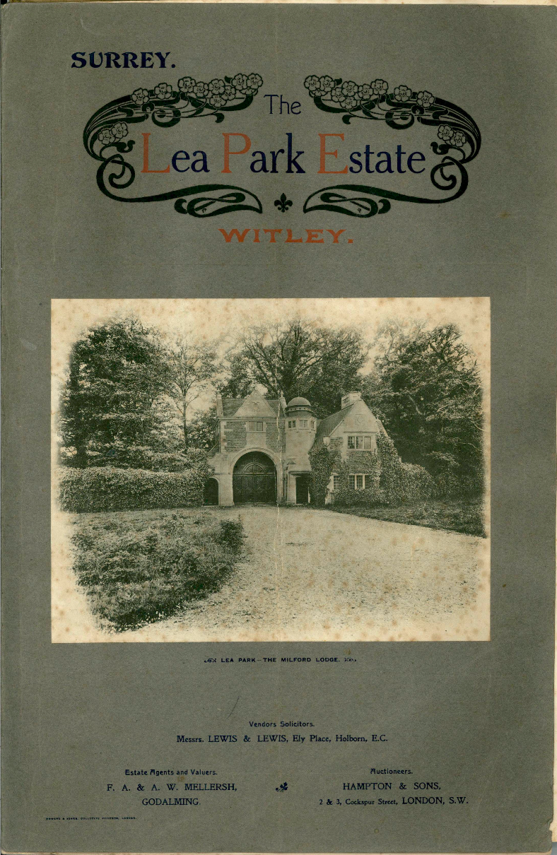 Cover of sales particulars for the sale of the Lea Park Estate in 1904