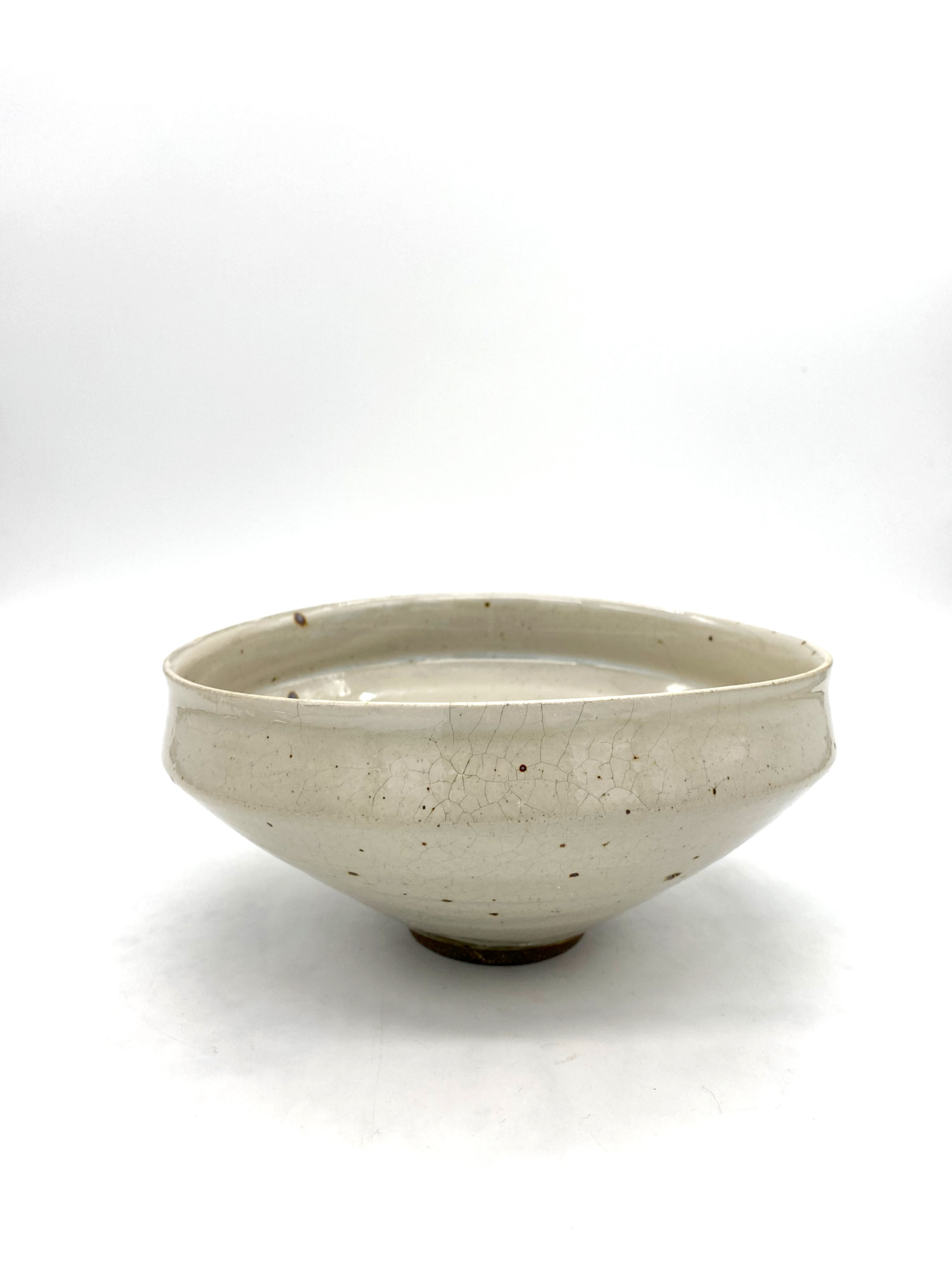 淵立楕円鉢　L  ポツポツ粉引