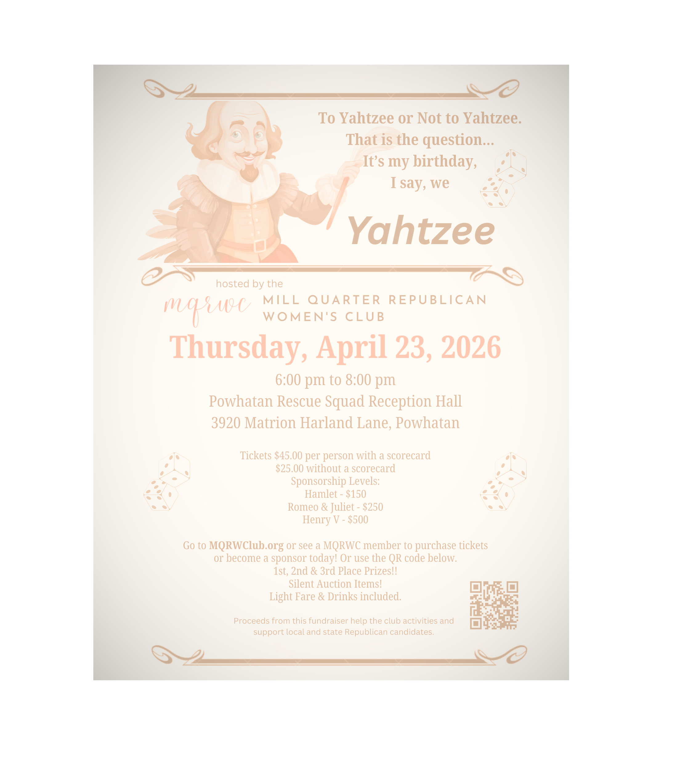 $500 Henry V Level Yahtzee Sponsorship