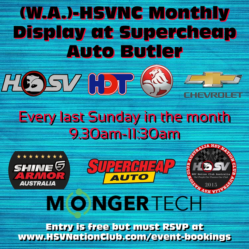 (W.A.)-HSVNC Monthly Club Display at Supercheap Auto Butler