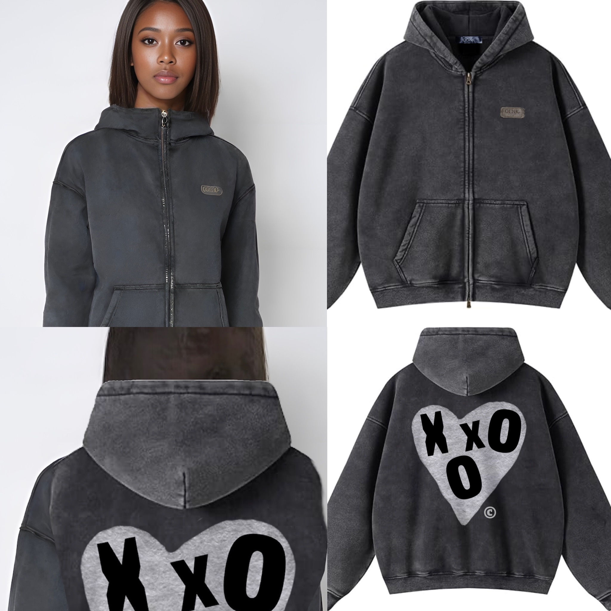 OGNK x XOXO Washed ZIP Hoodie