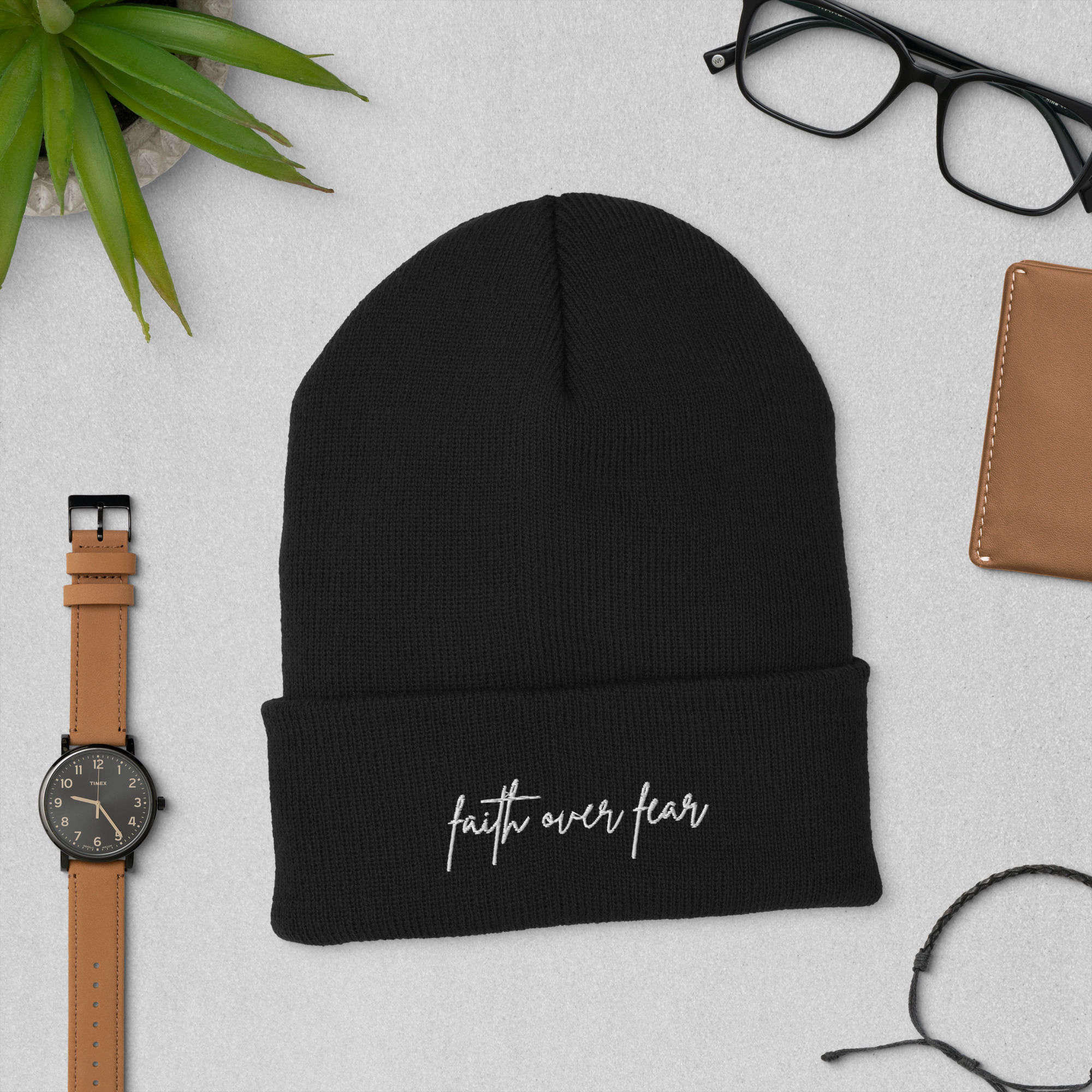 Faith Over Fear Cuffed Beanie