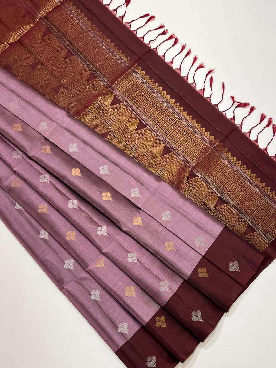 Vintage Rose Maroon Saree