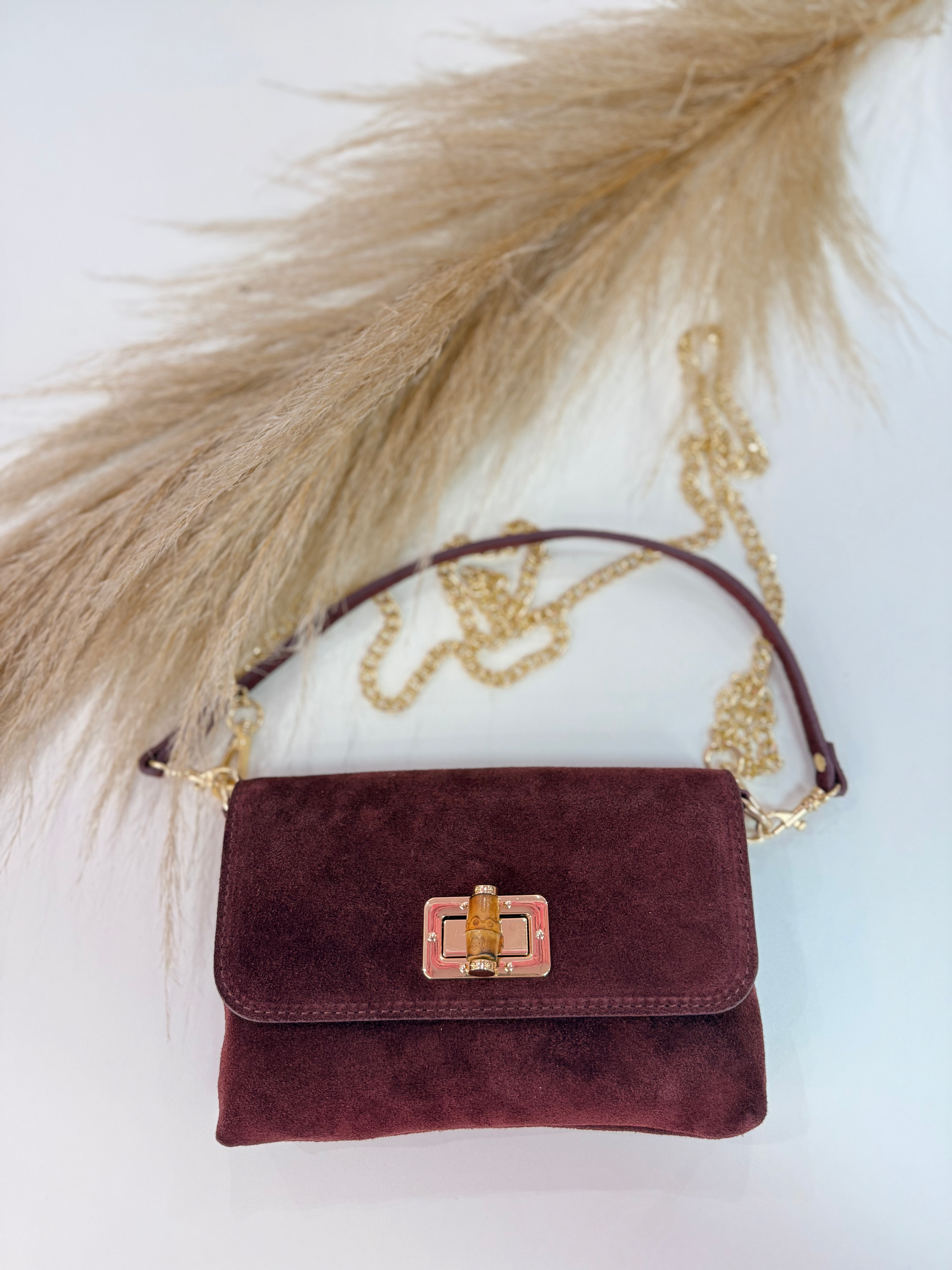 POCHETTE SCAMOSCIATA BORDEAUX