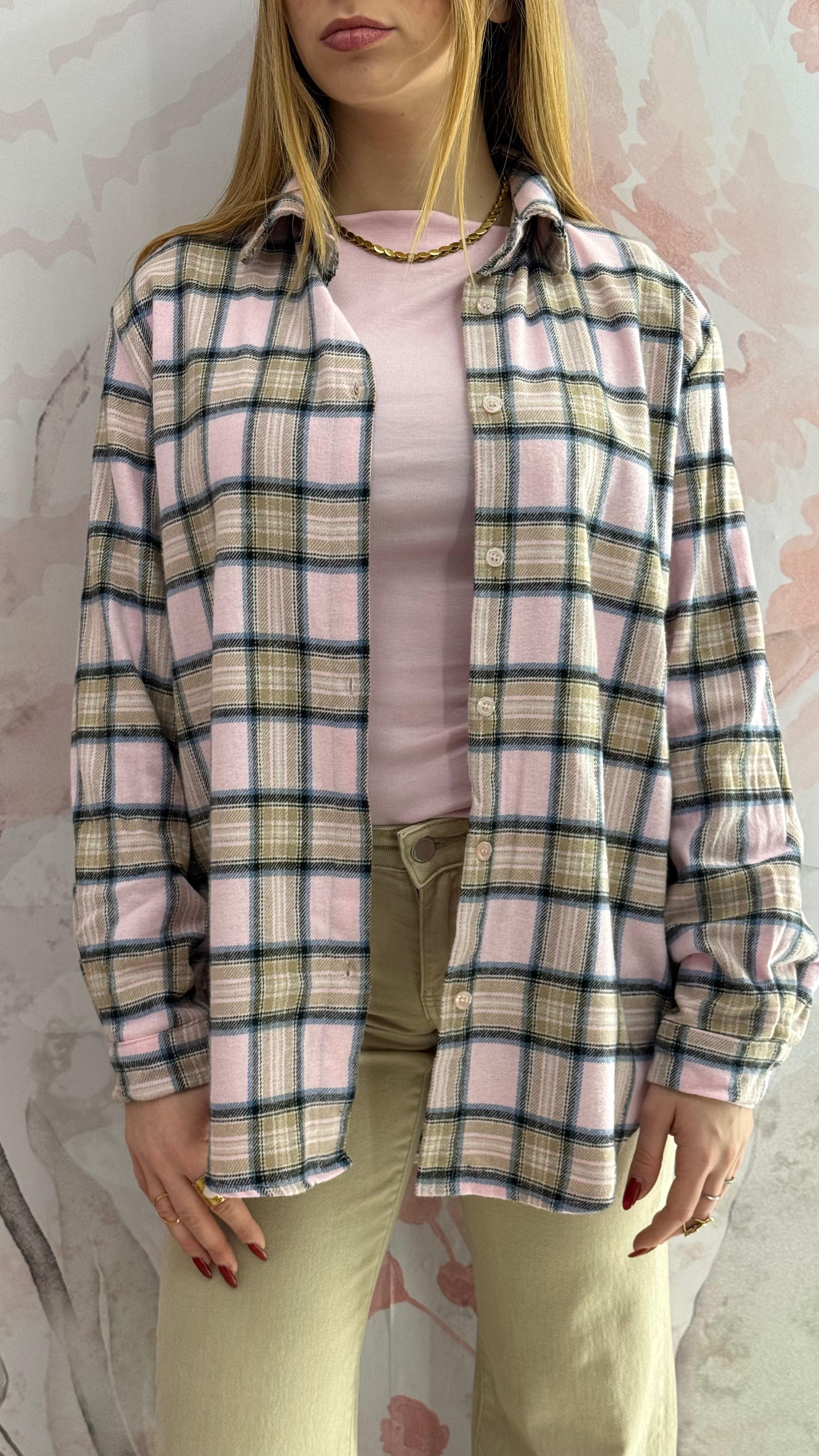 CAMICIA A QUADRI CALDO COTONE ROSA BABY