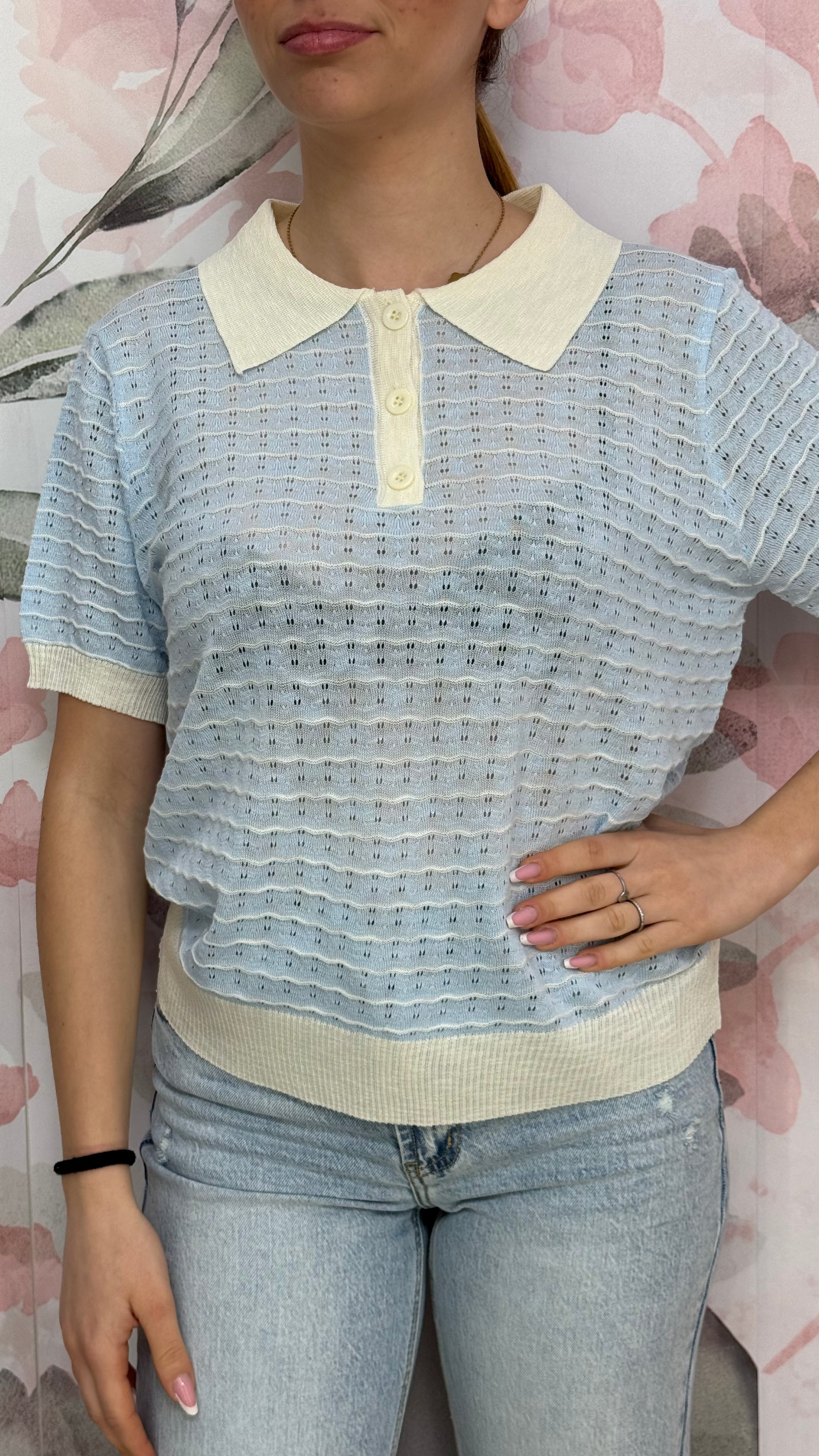 MAGLIA IN FILO MODELLO POLO AZZURRA