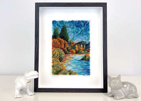 DinoCat Studio, Landscape #29, 2023, paper art quilling, quilling landscape