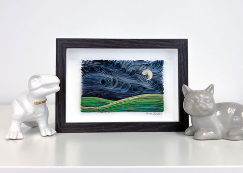 DinoCat Studio, Landscape #28, 2023, paper art quilling, quilling landscape