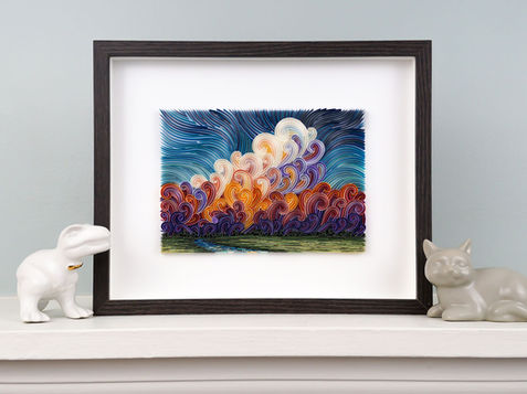 DinoCat Studio, Landscape #23, 2022, paper art quilling, quilling landscape