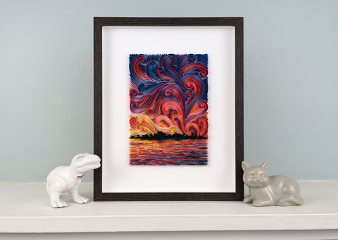 Landscape #22, DinoCat Studio Landscape, 2022, paper art quilling