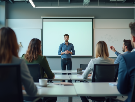 Vue d'ensemble d'une session de formation au cours de laquelle les employés participent activement