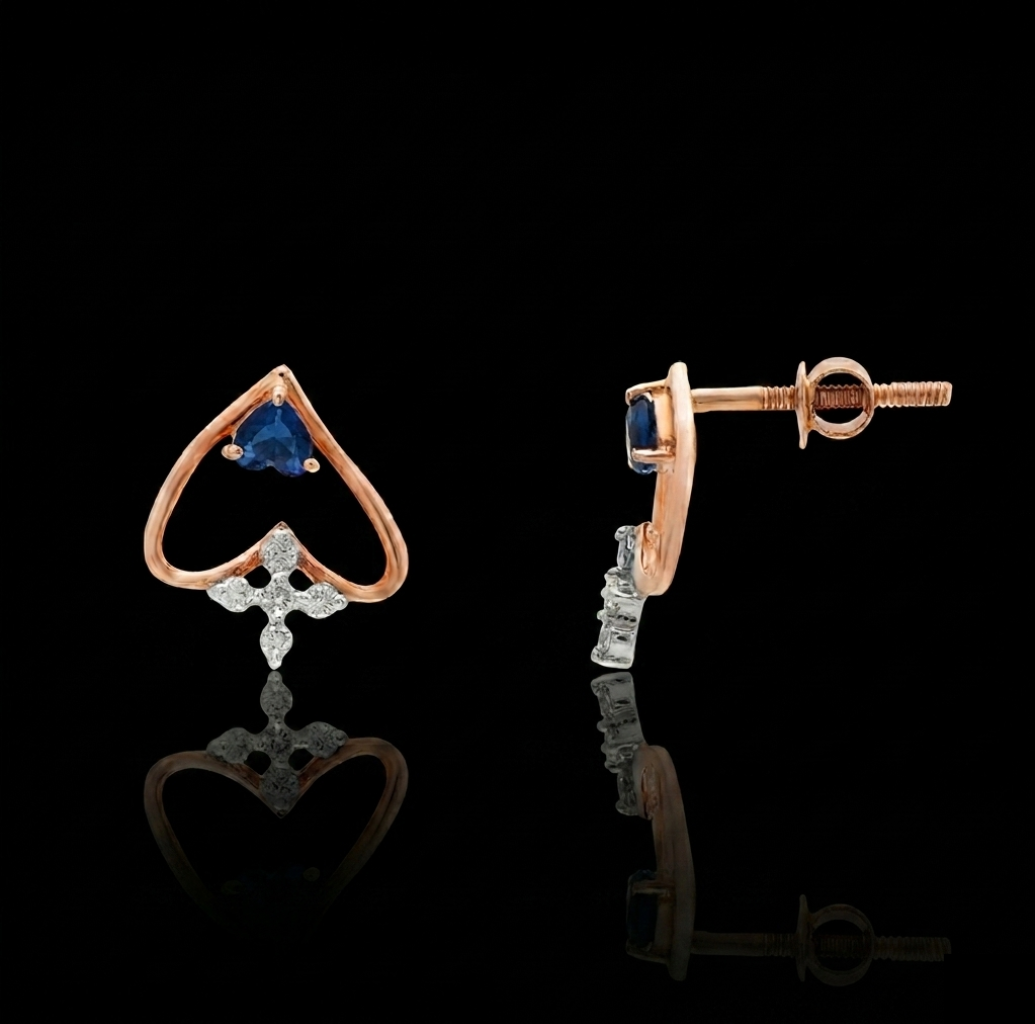 Royal Sapphire Heart Drop Studs