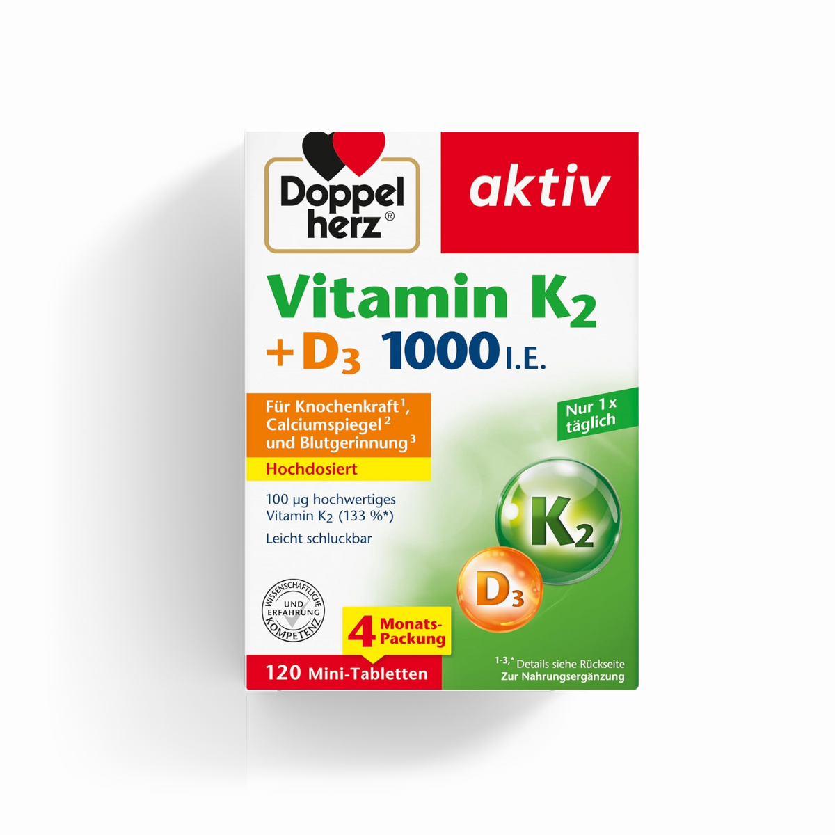 「Doppelherz」Vitamin K2 + D3 2500 I.E 30 Tablets 🌱Vegan, Lactose & Gluten Free