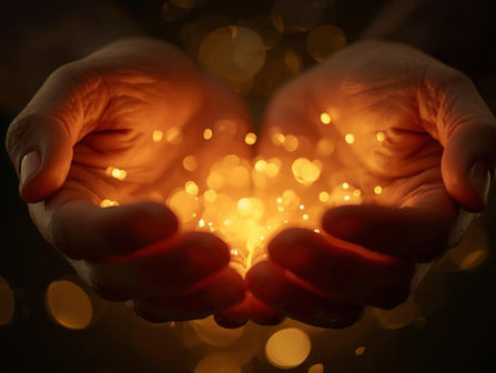 des mains lumineuses qui soignent