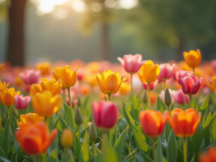 field of tulips