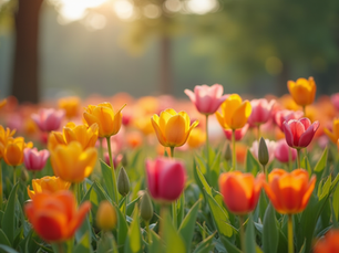 field of tulips