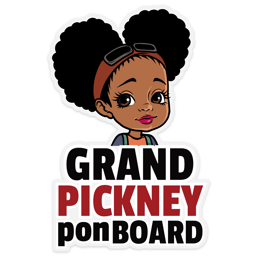Grandchild Pon board Baby on Board African American Black Child Girl Boy Car Sticker  Grand Pickney Pon Board